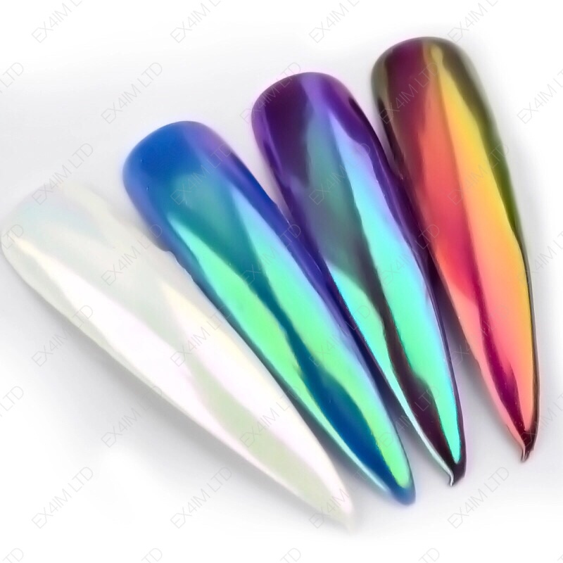AURORA Nail Powder AB UNICORN RAINBOW 5 Colours CHROME Mirror Effect Mermaid UK