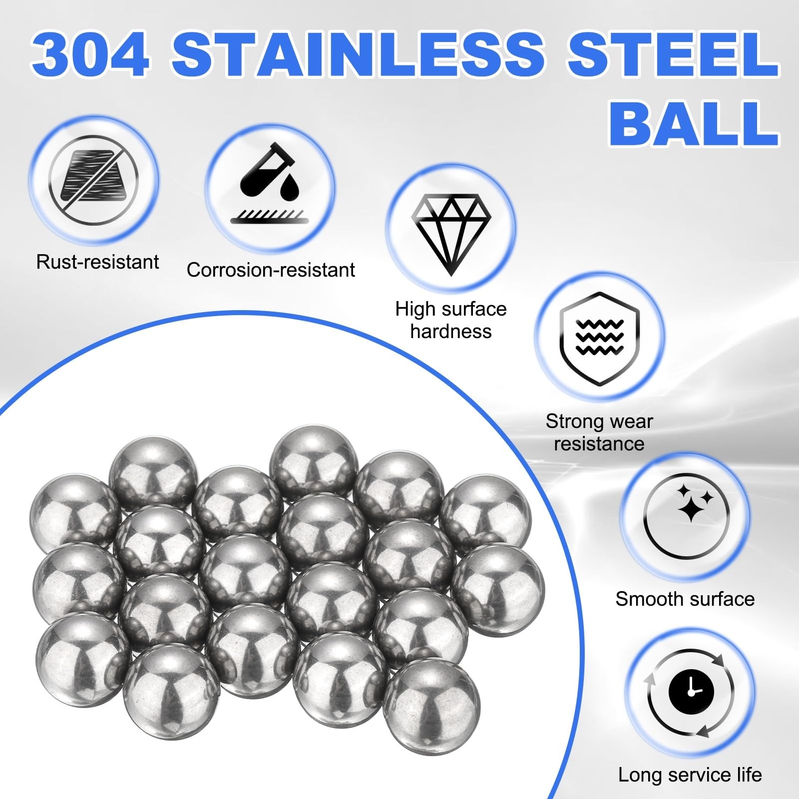 M METERXITY 5-Pack Stainless Steel Bearing Balls, 14mm G100 Metal Precision B…