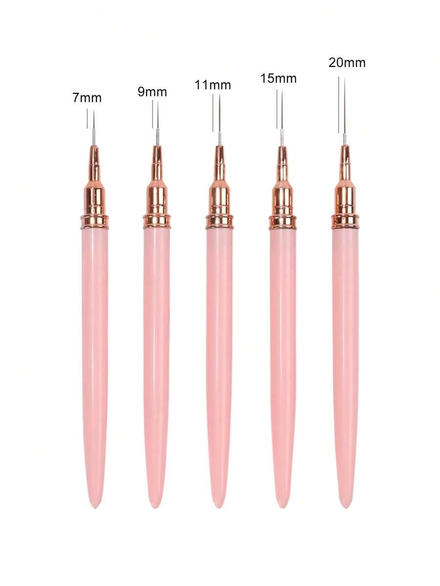 5pcs Nail Art Liner Brush Set UV Gel Painting Fine Line Design Tools