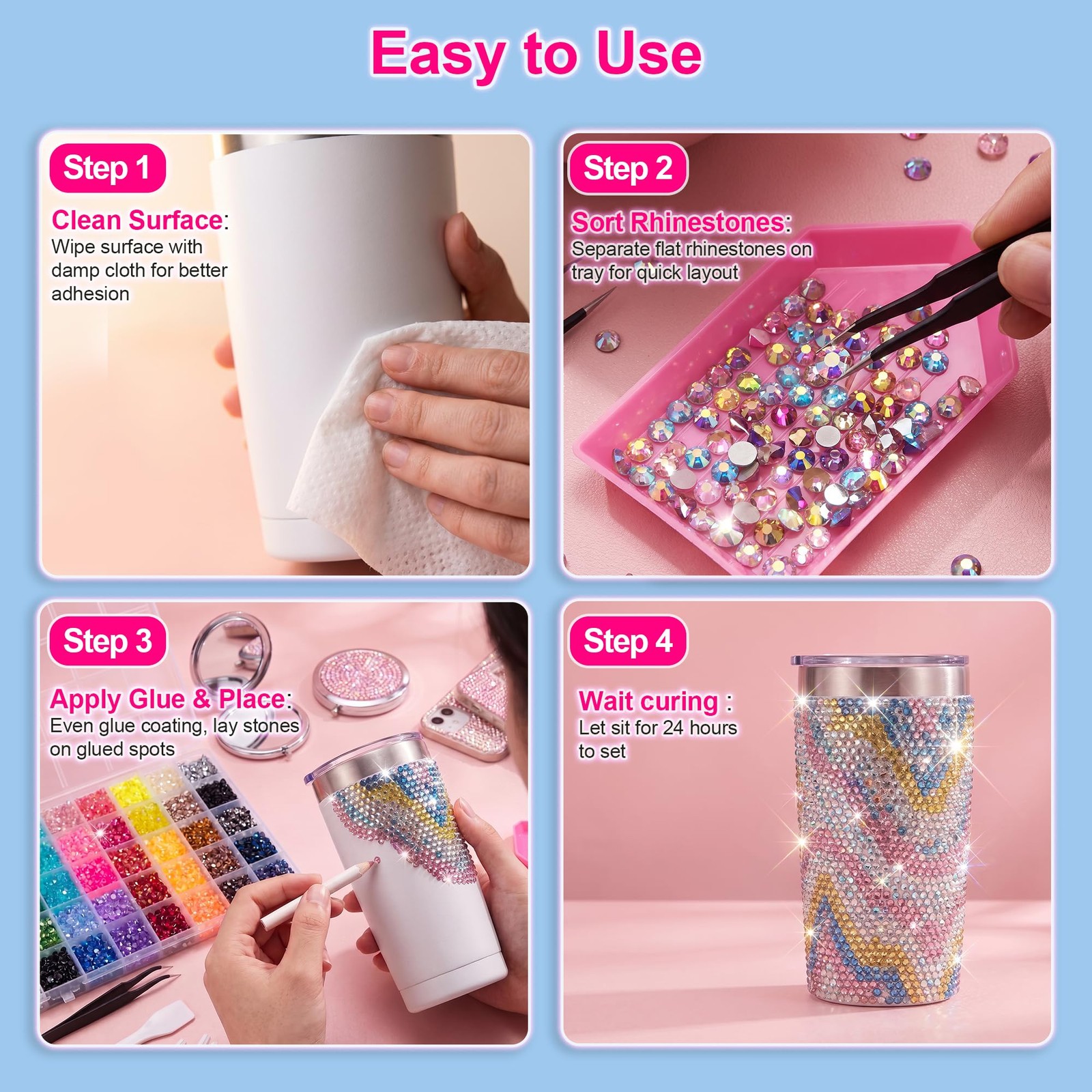 40000Pcs Jelly Rhinestones Bedazzling Kit, 40 Colors 3mm Multicolor Resin Fla…