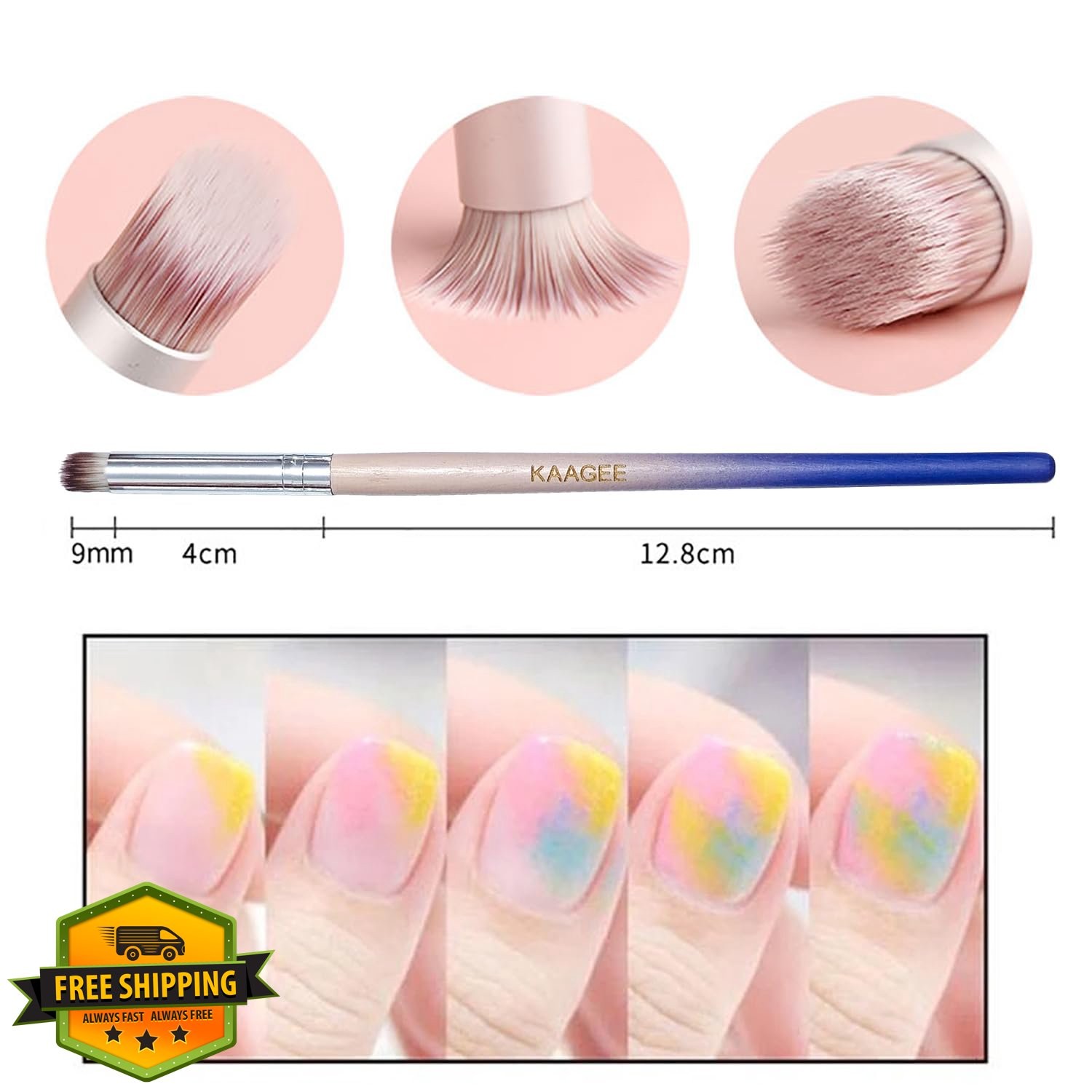 HYWWPFLAY 6pc Ombre Nail Brush Gradient Painting Gel Acrylic Pen