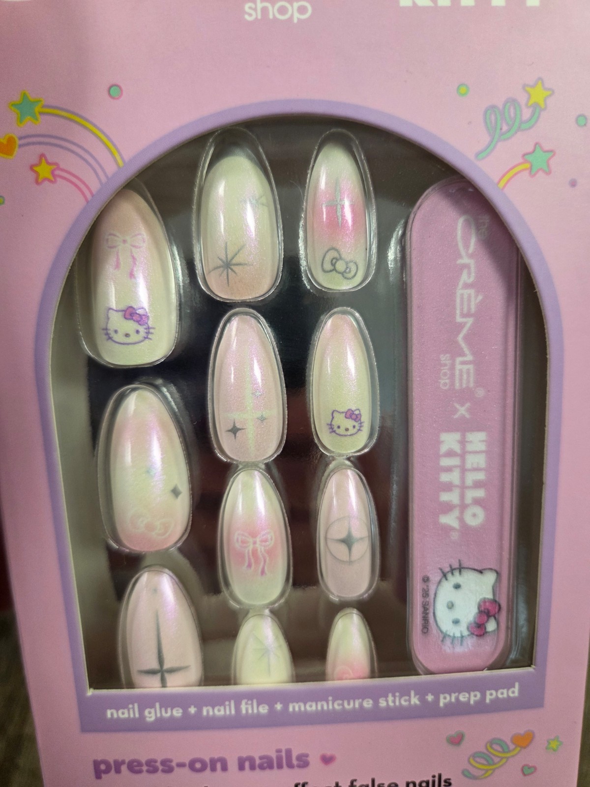 Hello Kitty x The Crème Shop Press-On Nails Set of 28 Purple Cat Eye Almond x2