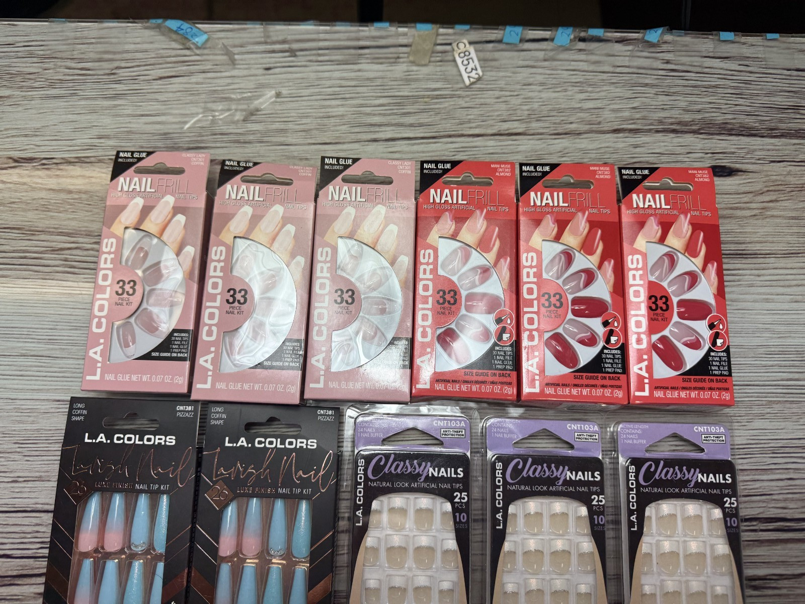 Lot Of 15 LA. Colors glue on nails all different styles NEW