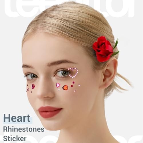 Self Adhesive Face Gems, Pearl Stickers, Love heart/Star/Moon/Round Multicolor