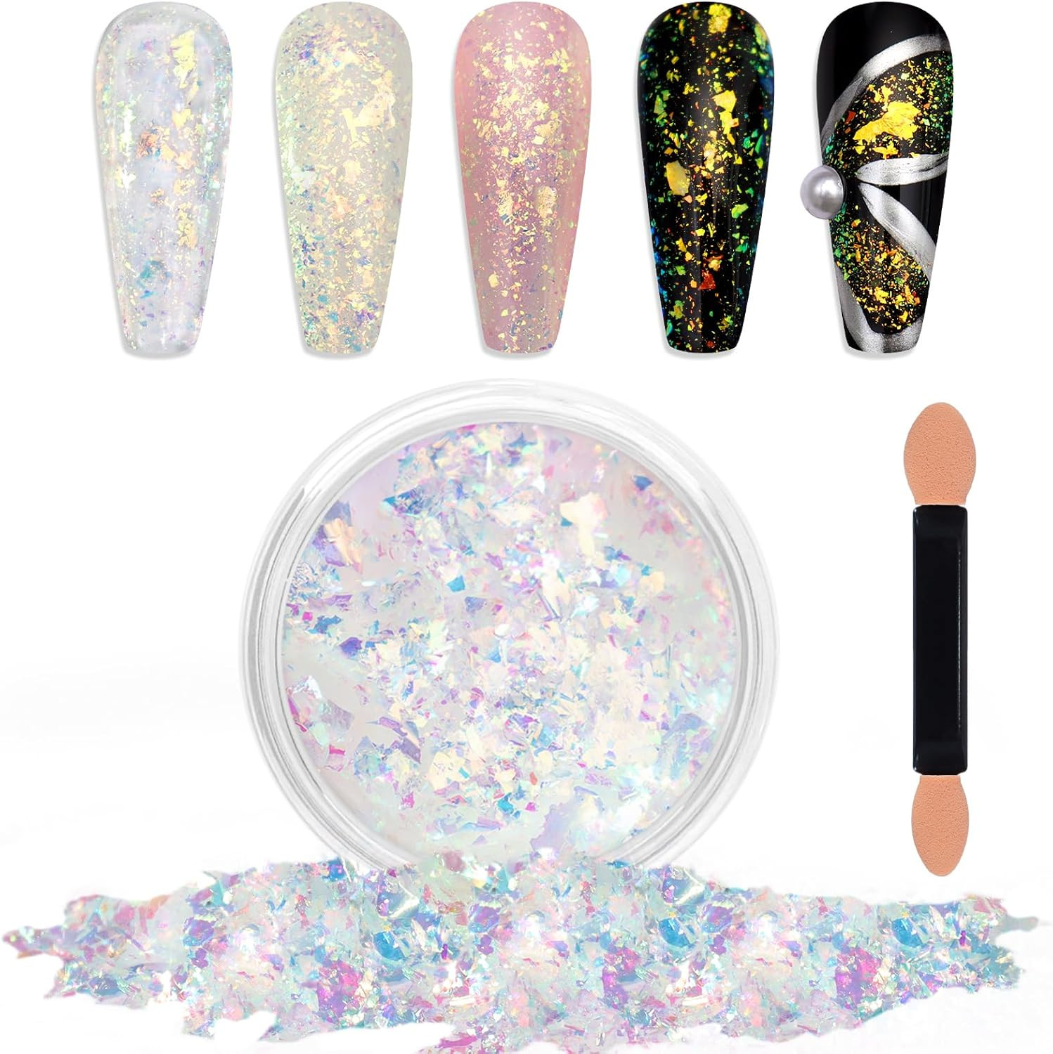 Blue Green Chameleon Flakes Nail Glitter Irregular Opal Nail Foil Flakes Chunky