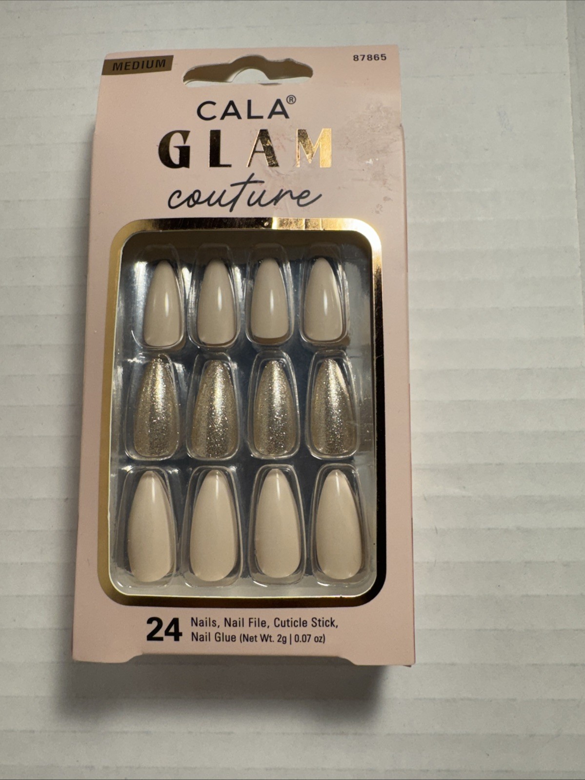 CALA Velvet Touch Magnetic Powder Finish Medium Coffin Press On Nails 24 Count