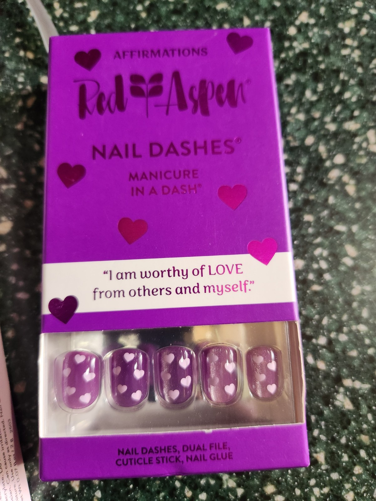 Red Aspen Press On Nails Short Square purple Luxury New Boxed set!! hearts