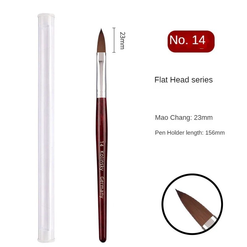 Kolinsky Acrylic Nail Brush Mink Hair Wooden Handle Nail Art Gel Builder 4-14