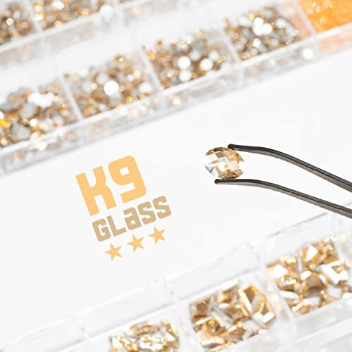 2630Pcs Gold Nail Rhinestones 120 Multi Shapes Crystal Flatback A Set Champagne