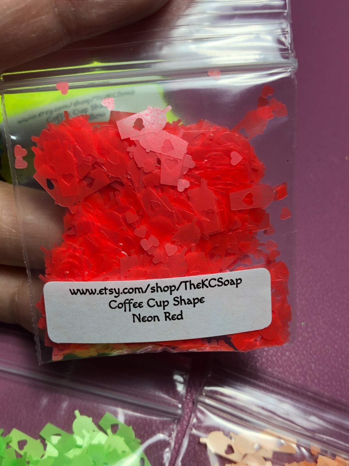 1OZ Solvent Resistant NEON RED COFFEE CUP Shape Glitter Epoxy US Seller