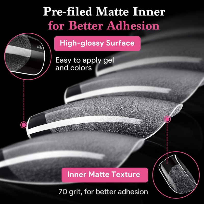 Extra Short Square False Nail Tips, 15 Sizes 510 PCS Clear French Press on Fake