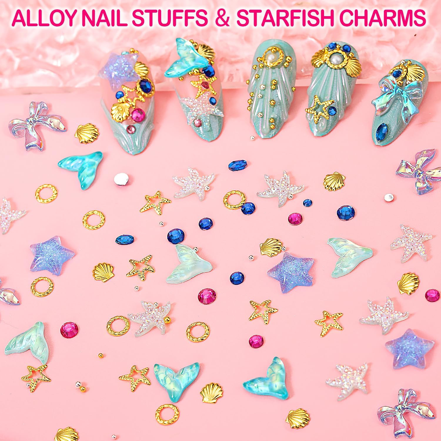8000PCS Nail Charms Rhinestones Kit 3D Gems Y2K Nail Art Decorations Set