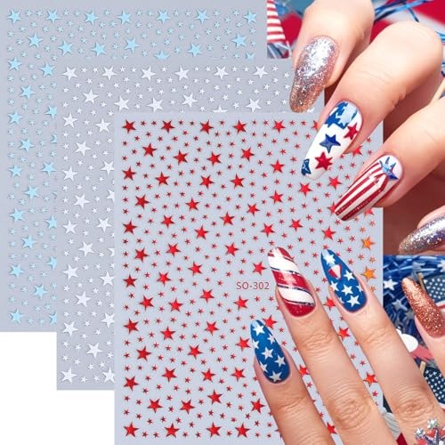 Star Nail Art Stickers 8 Sheets 4th of July Nail Decals Star Nail Stickers 15
