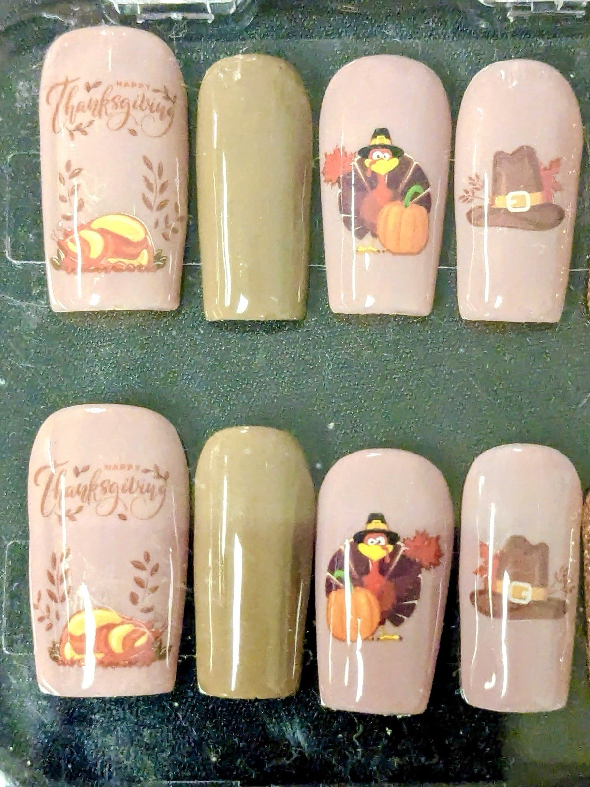 ThanksGiving Turkey Autumn Holiday Press On Nails D.I.Y Glue Set Included NEW