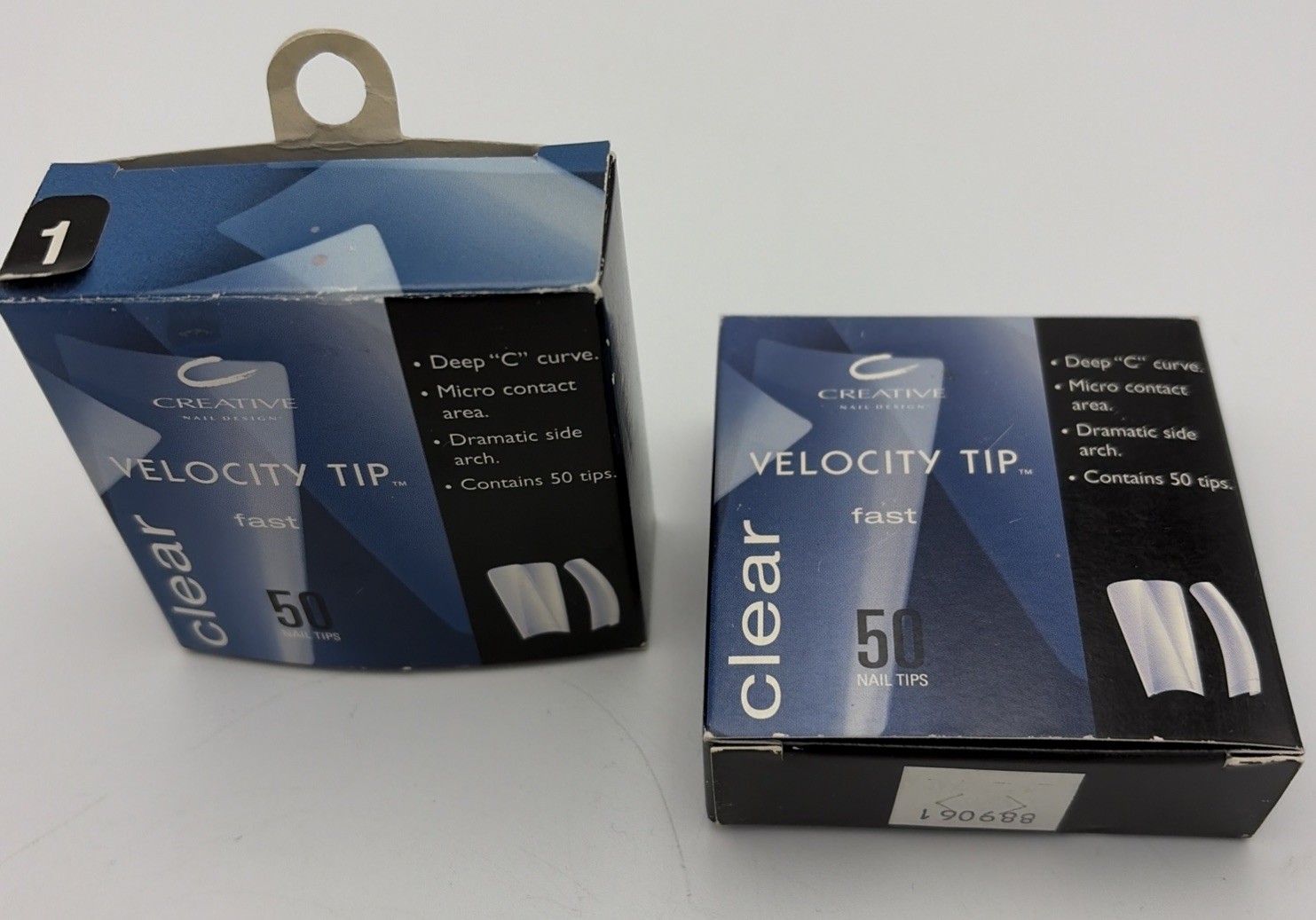 Lot Of 2 CND Velocity Clear NAIL TIPS for Acrylic UV Gel Size #1 50 Refill X2