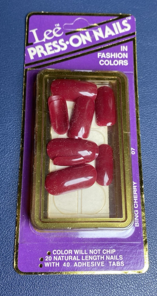VTG NOS NEW ’90’s Dead Stock LEE Press On Nails Made in USA Bing Cherry