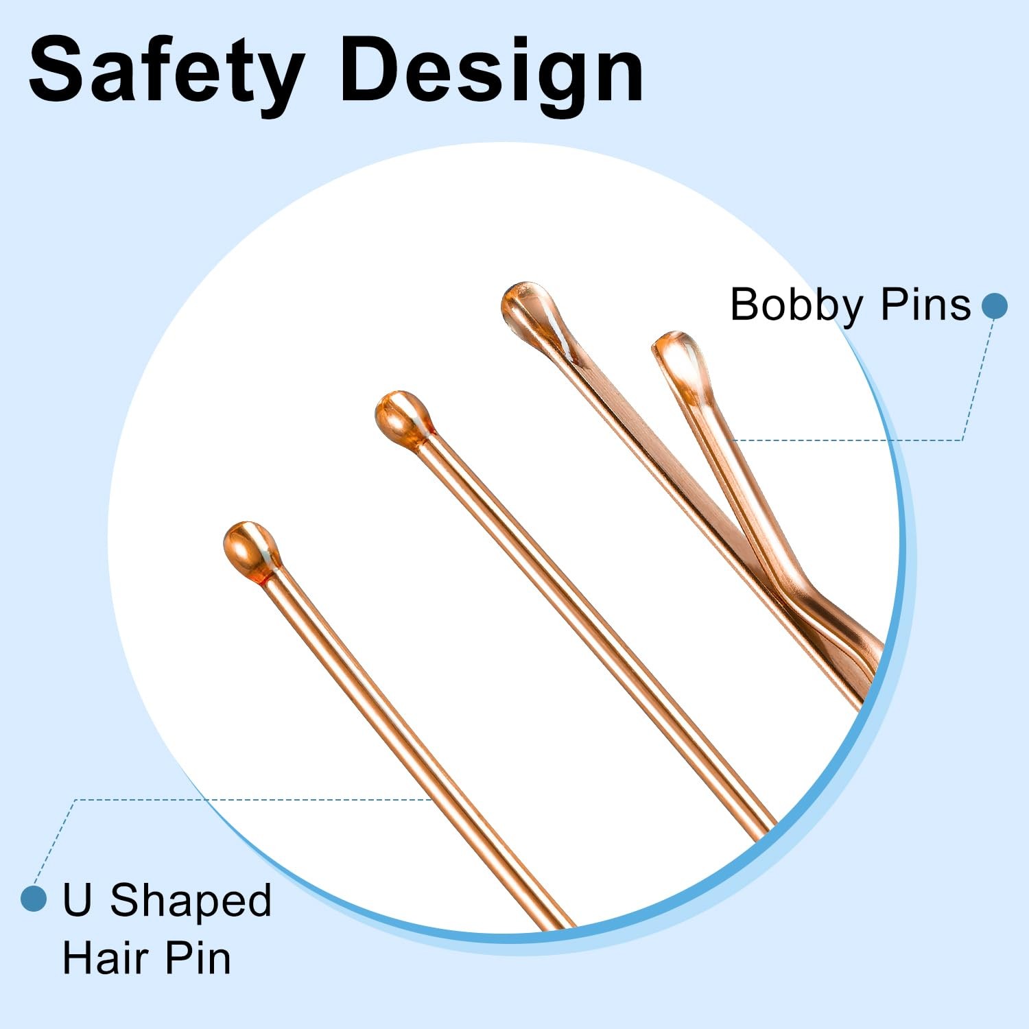 TsMADDTs Hair Pins, 200 pcs Rose Gold Bobby U Shaped Pins D-Rose