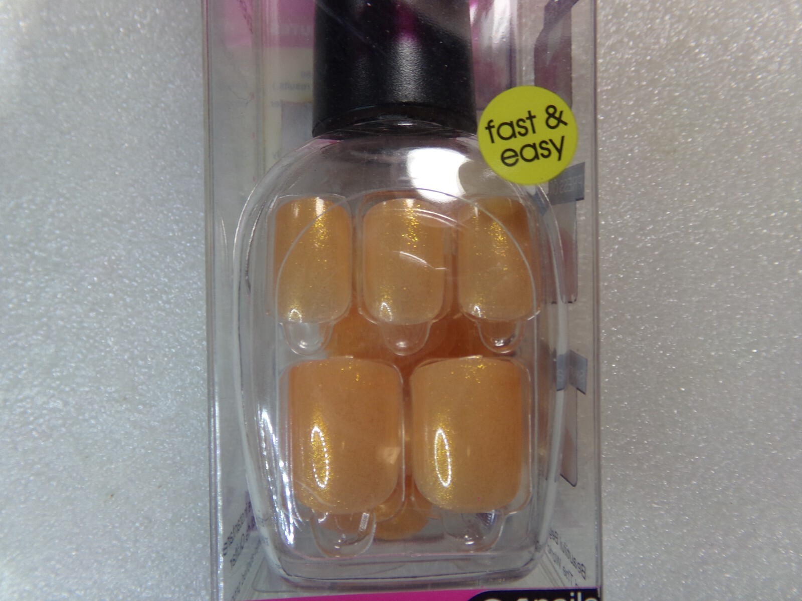 Nadeco Nails “Compare to imPRESS” Press-on Nails short, Shiny Blue Pink