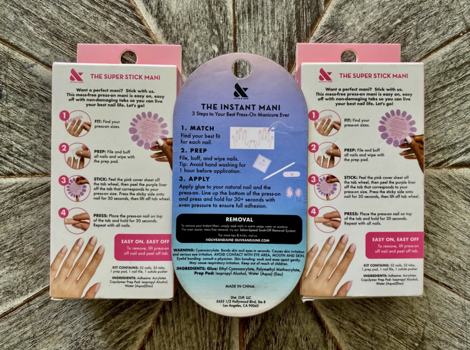 NEW Olive & June Press-On Nails Lot of Three Spring Pastels Chrome FREE SHIPPING