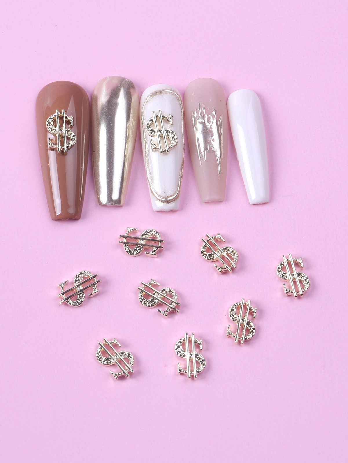 10pcs Dollar Currency Symbol Zinc Alloy Charm Nail Art Charms Manicure