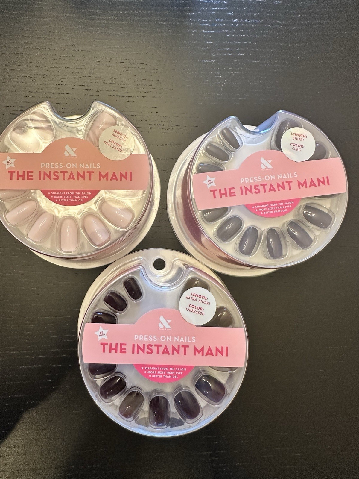 Olive and June Short/Medium Press-On Nails Bundle – Lot of 3