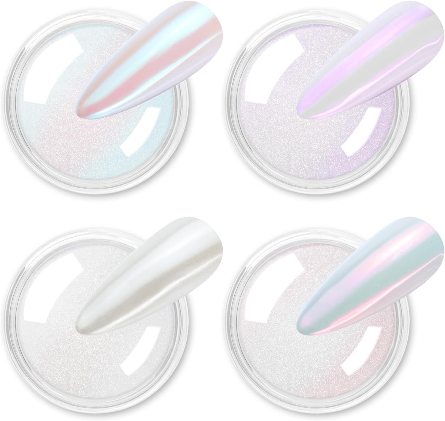 4-Color Chrome Nail Powder Set for Iridescent Mirror Effects – Ice Series