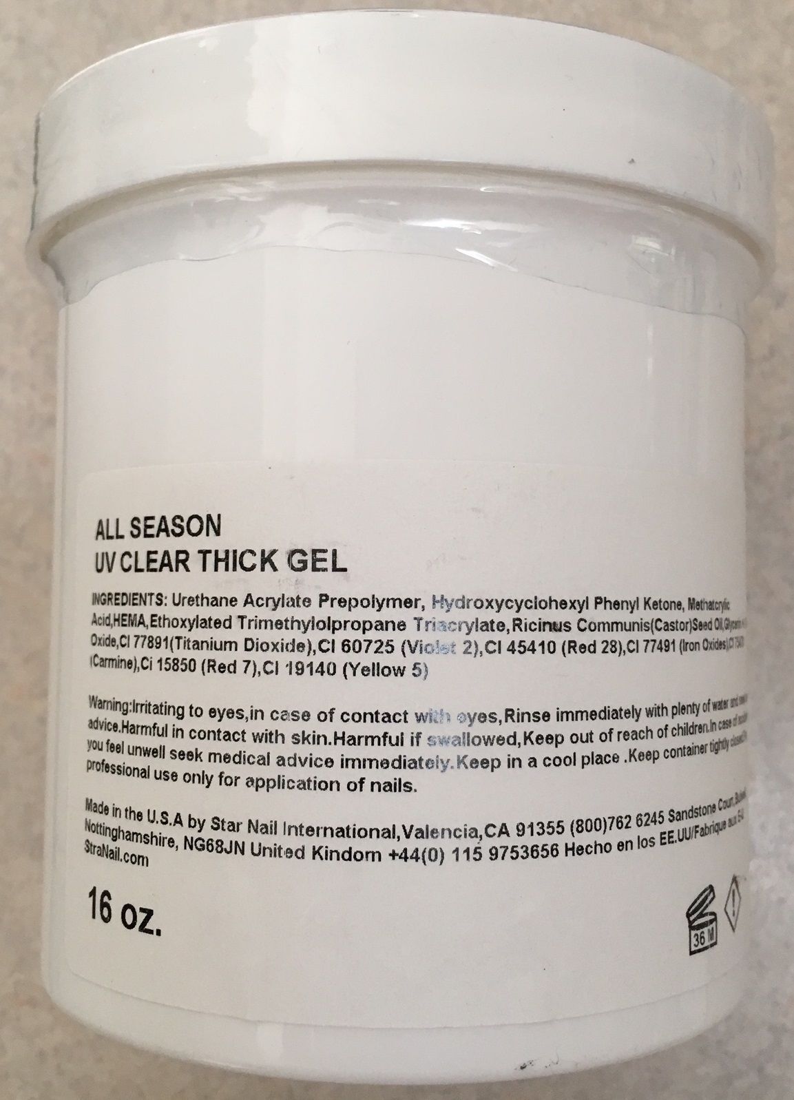 All Season UV Sculpting Nail Gel THICK CLEAR GEL 16 OZ