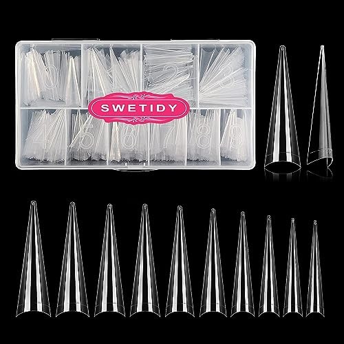 500PCS Stiletto Nail Tips Extra Long Nails Clear 500PCS XL Stiletto Nail Tips