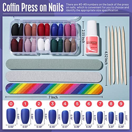 240 Pcs Short Square Press On Nails Artificial Acrylic False Nails w/ Nail Glue