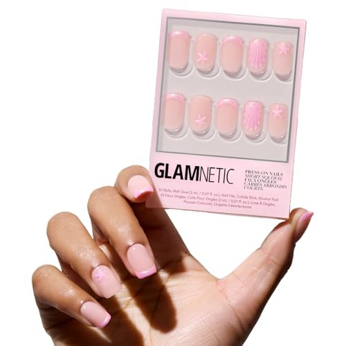 Press On Nails – Blush Dunes | Short Squoval Fake Nails with 6 – Blush Dunes