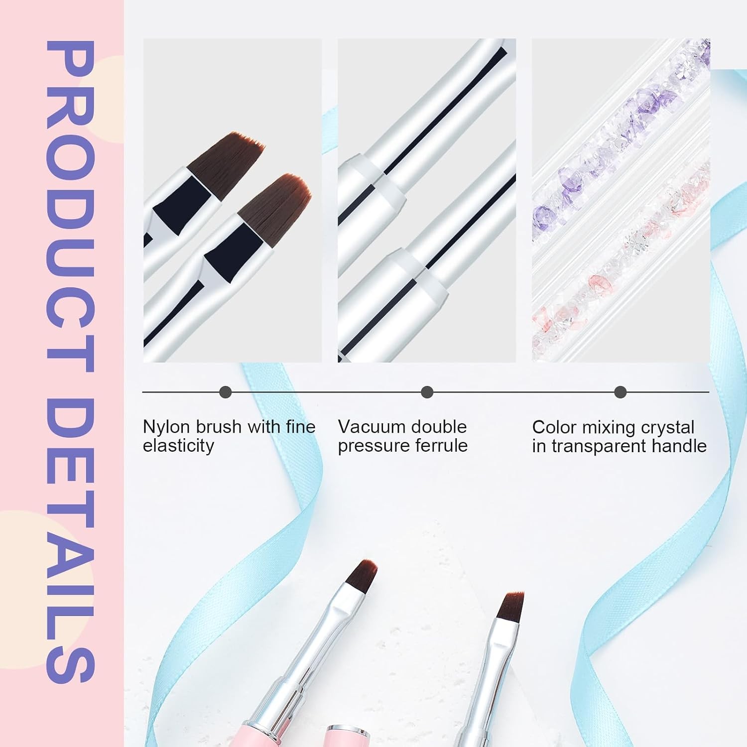 2PCS Nail Art Clean Up Brushes – Flat/Angled Nail Brushes for Cleaning Polish