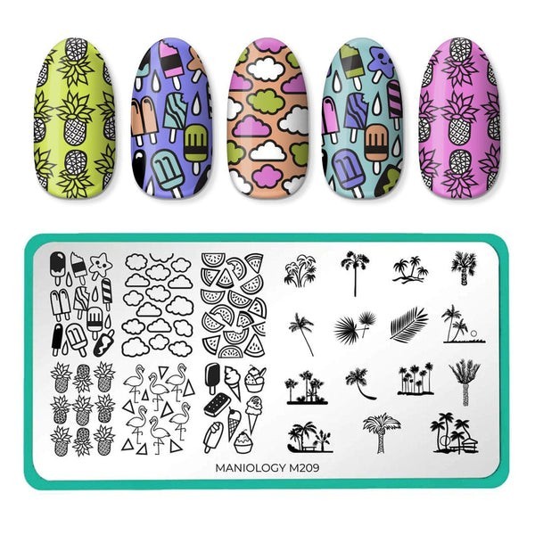 Maniology Hang loose Summers Bounty/Palms Galore (m209) – Nail Stamping Plate