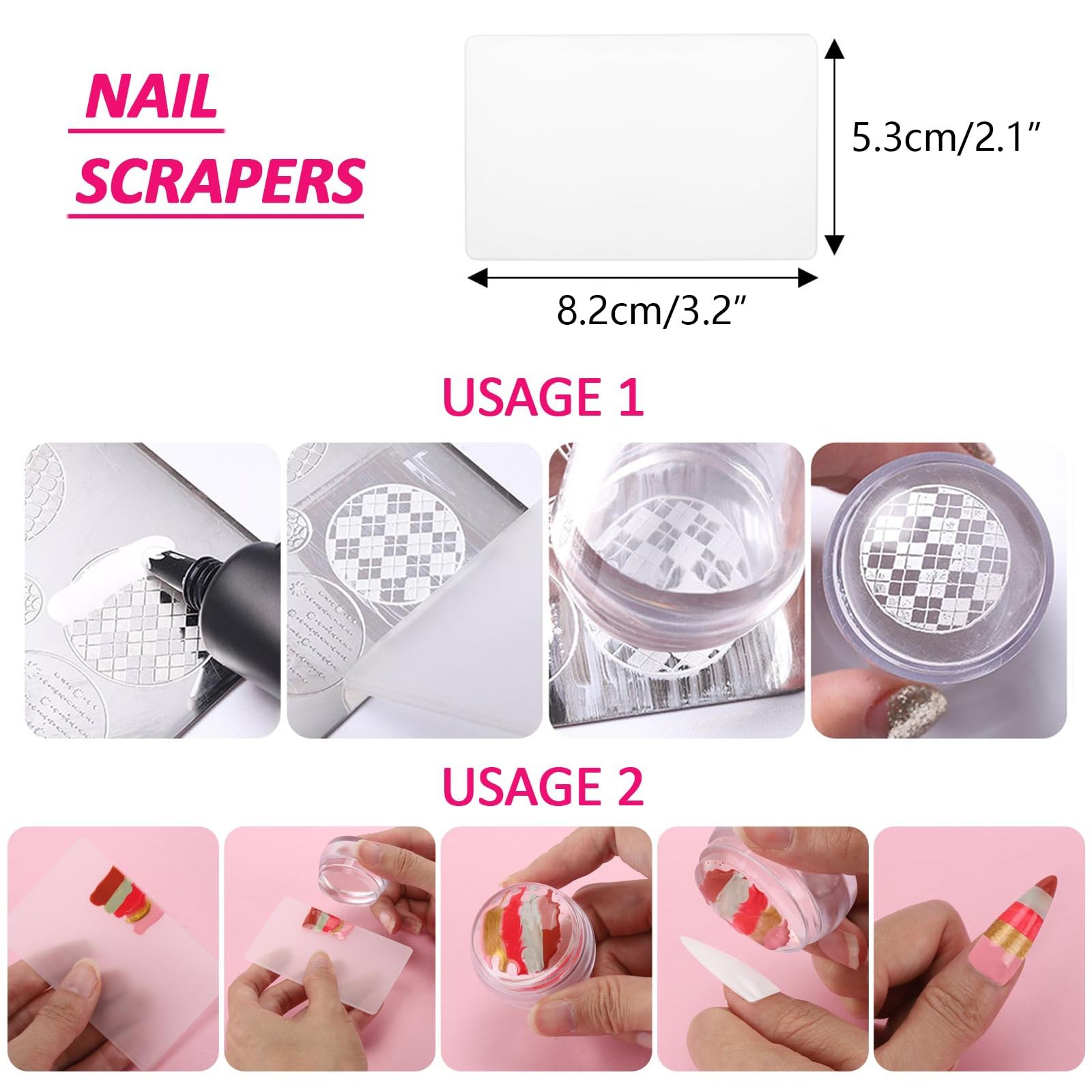 French Tip Stamp – 4Pcs Clear Silicone Stamps With 4Pcs Scrapers for Manicure…