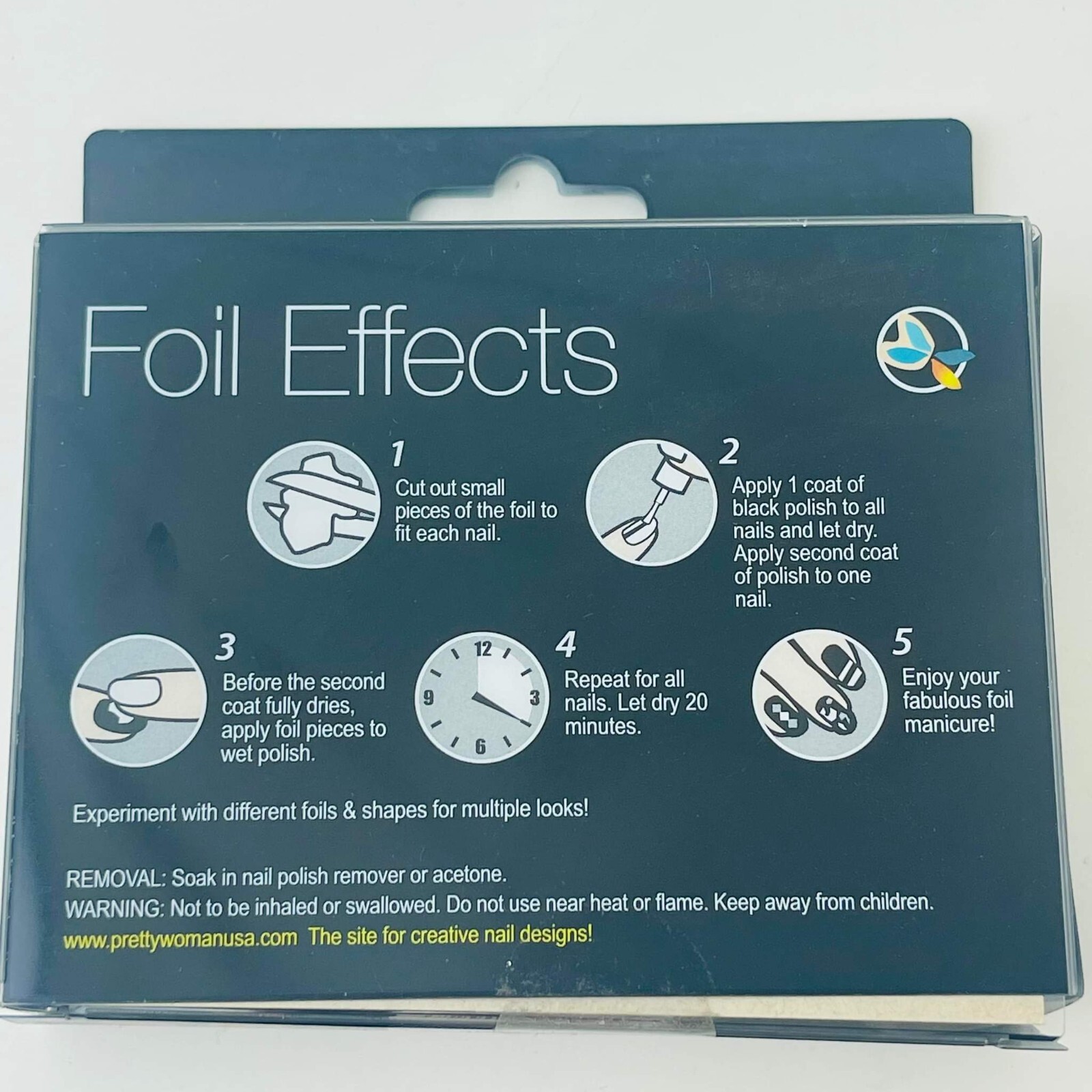 Pretty Woman USA Foil Effect .8g foils 4x.2g each & Nail Polish .27 FL. Oz., NEW