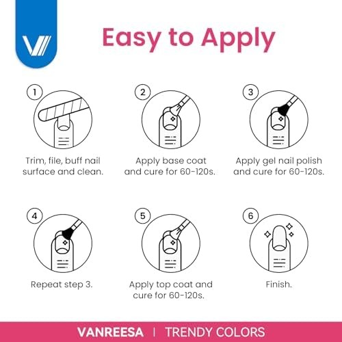 VANREESA 24 Pcs Gel Nail Polish Set, 21 Colors Gel Polish with Base Coat Glossy