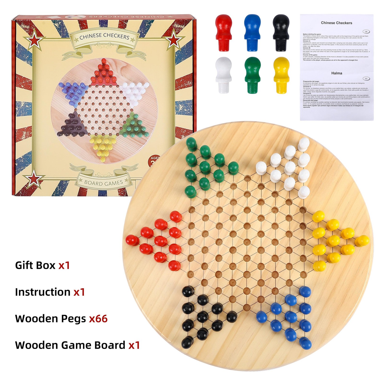 Gothink Chinese 11.5 x x 1.6 inches, Checkers Board Game