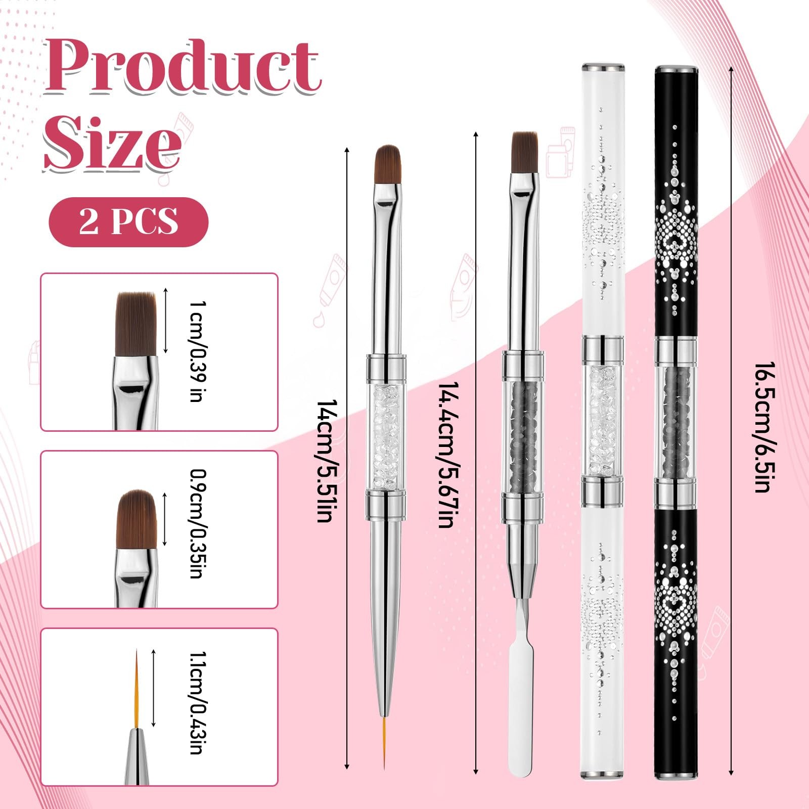 2 PCS Hard Brush, Double Ended French Tip Brush, Professional Nail Brushes fo…