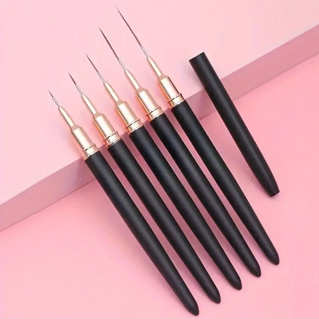[Professional Nail Brush Set] 5pcs Professional Black Nail Brush Set with…
