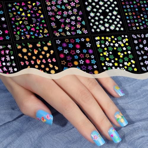 Nail Stickers for Girls, 30 Sheets Cute Kids Nail flower/star/heart/butterfly