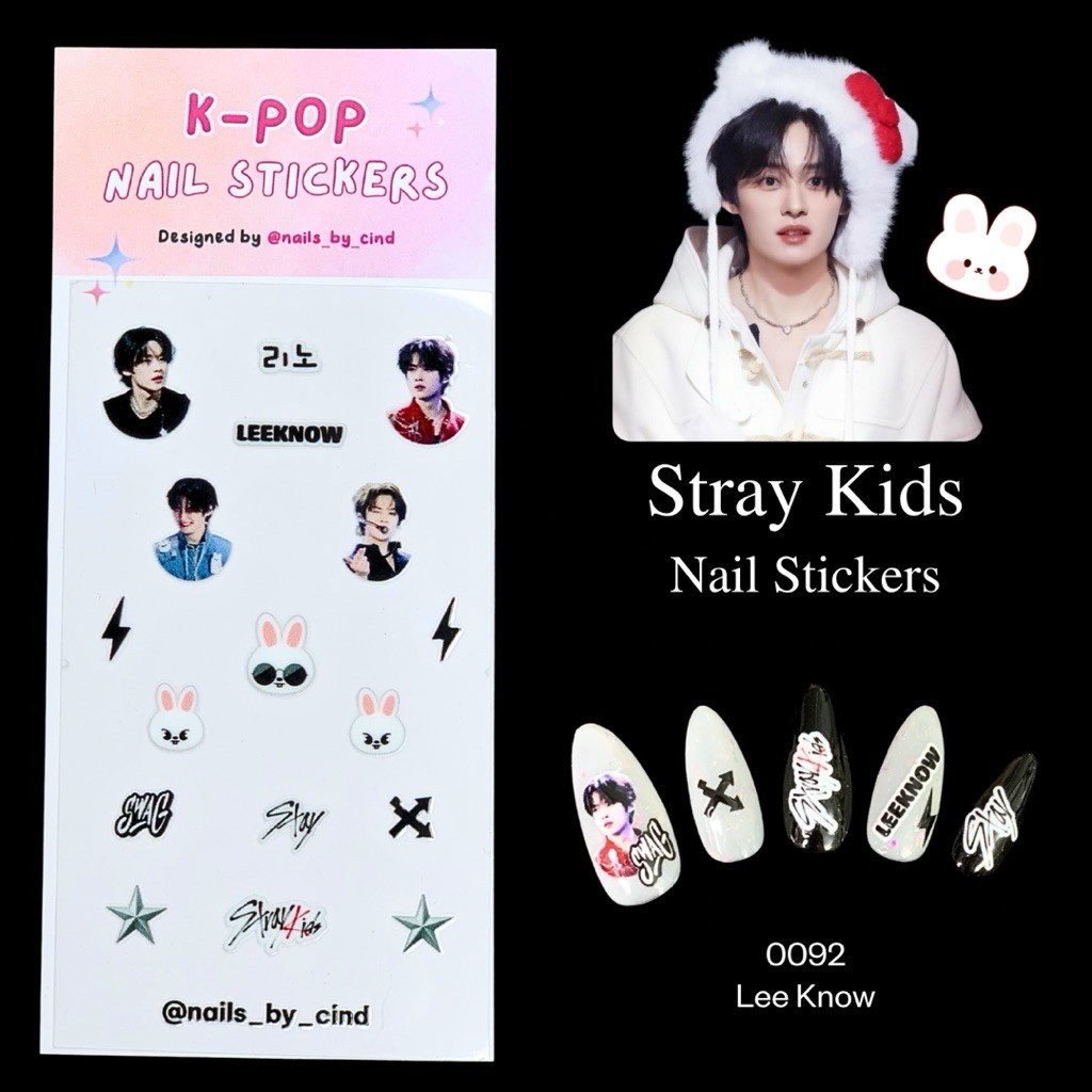 STRAYKIDS SKZ VER 2 KPOP NAIL STICKER FAN MADE KOREA LEE KNOW FELIX SEUNGMIN Z10