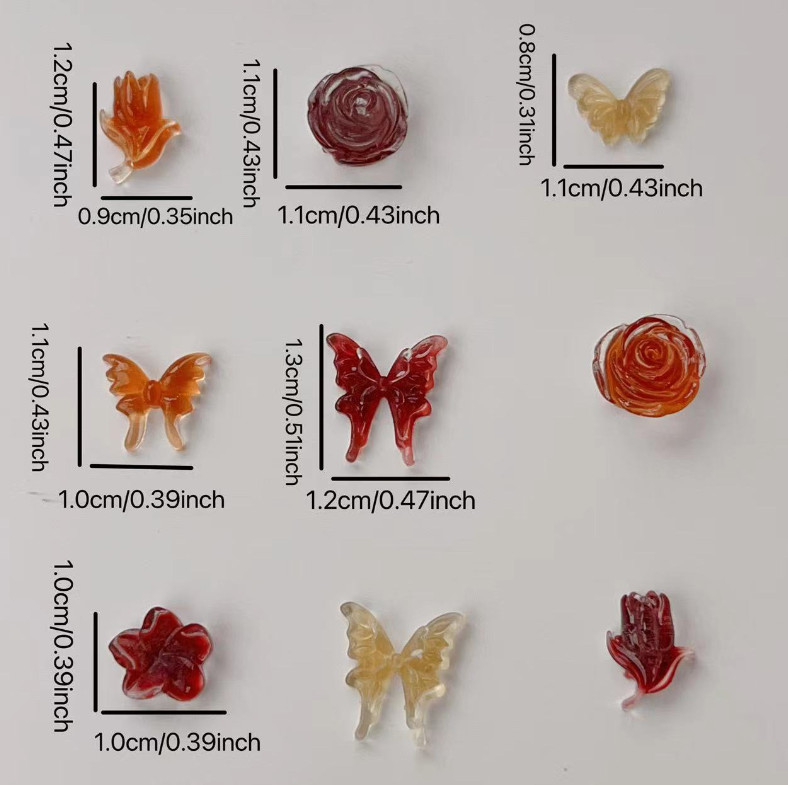 20Pcs Nail Art Charms Jewelry Resin Rose Flower Butterfly Bowknot Flatback NS52