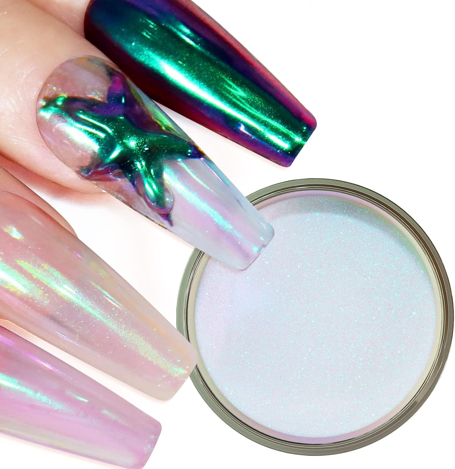 Chameleon Chrome Nail Powder, Color-Shift Nail Powder Pigment Glitter Dust Magic