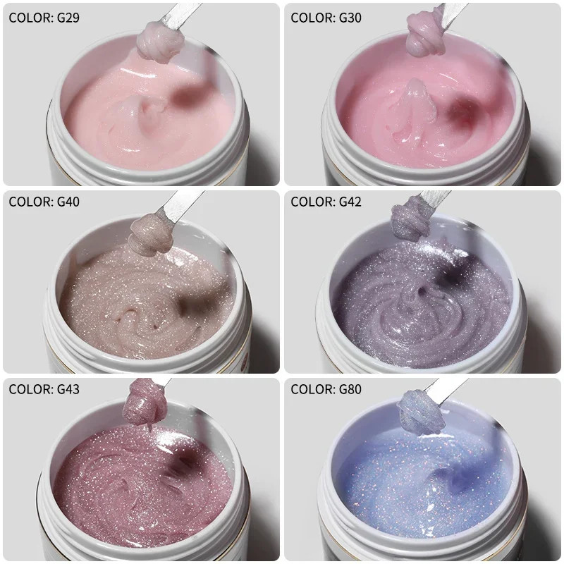 50G Shimmer Pink White Acrylic Gel TPO Free Glitter Shiny Extension Acryl Hard G