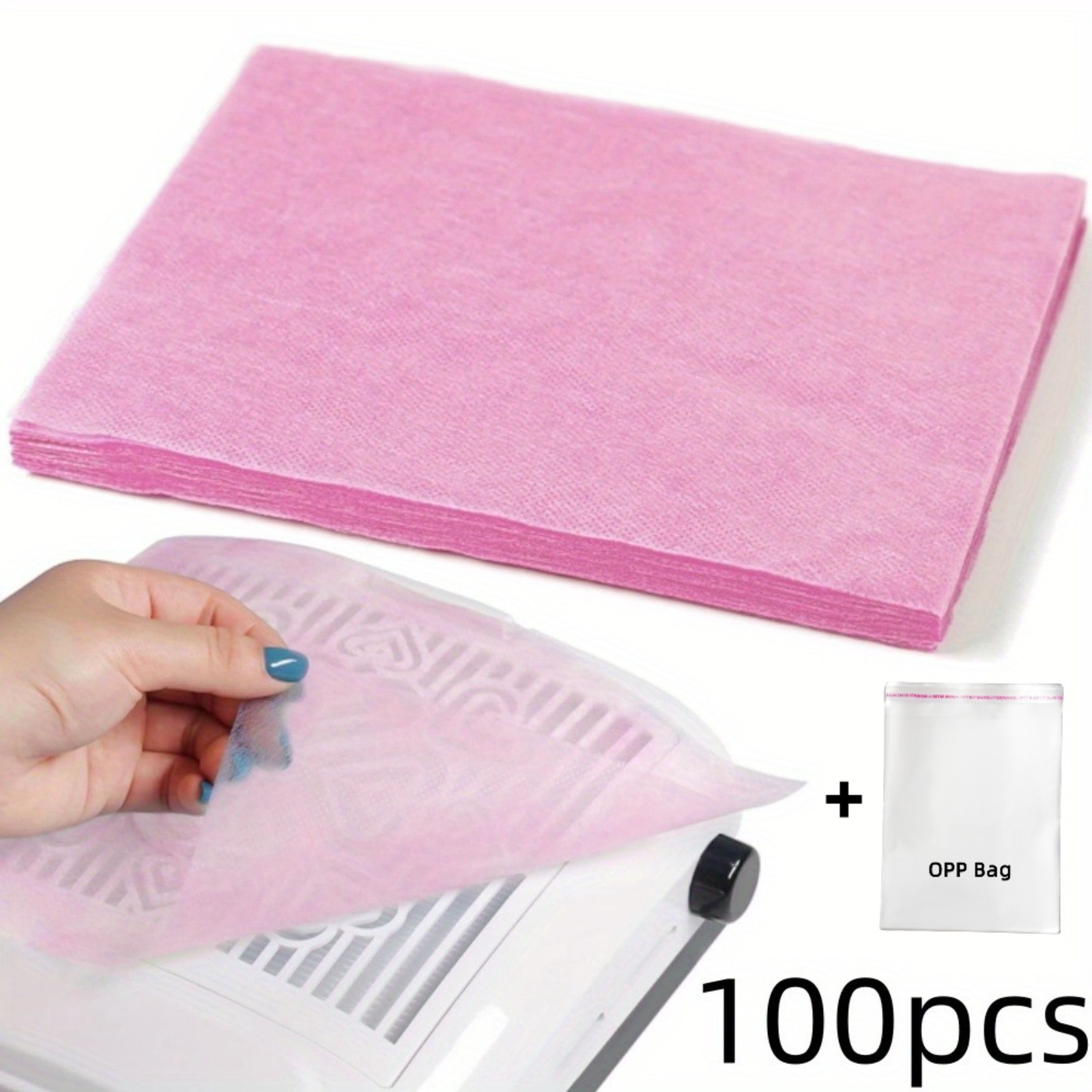 100pcs Pink Disposable Non Woven Unscented Nail Art Vacuum Dust Collection