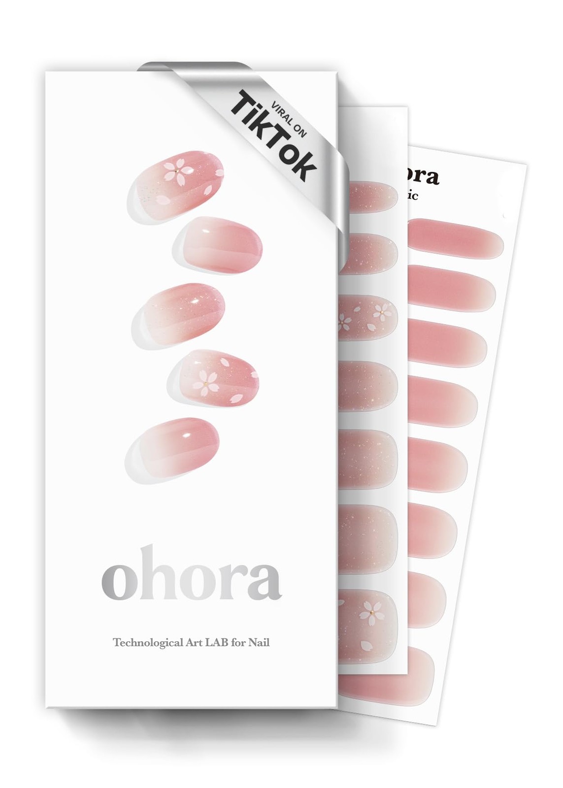Semi Cured Gel Nail Strips (N Blossom) – Nude, Ombre, Works with Any UV/LED L…