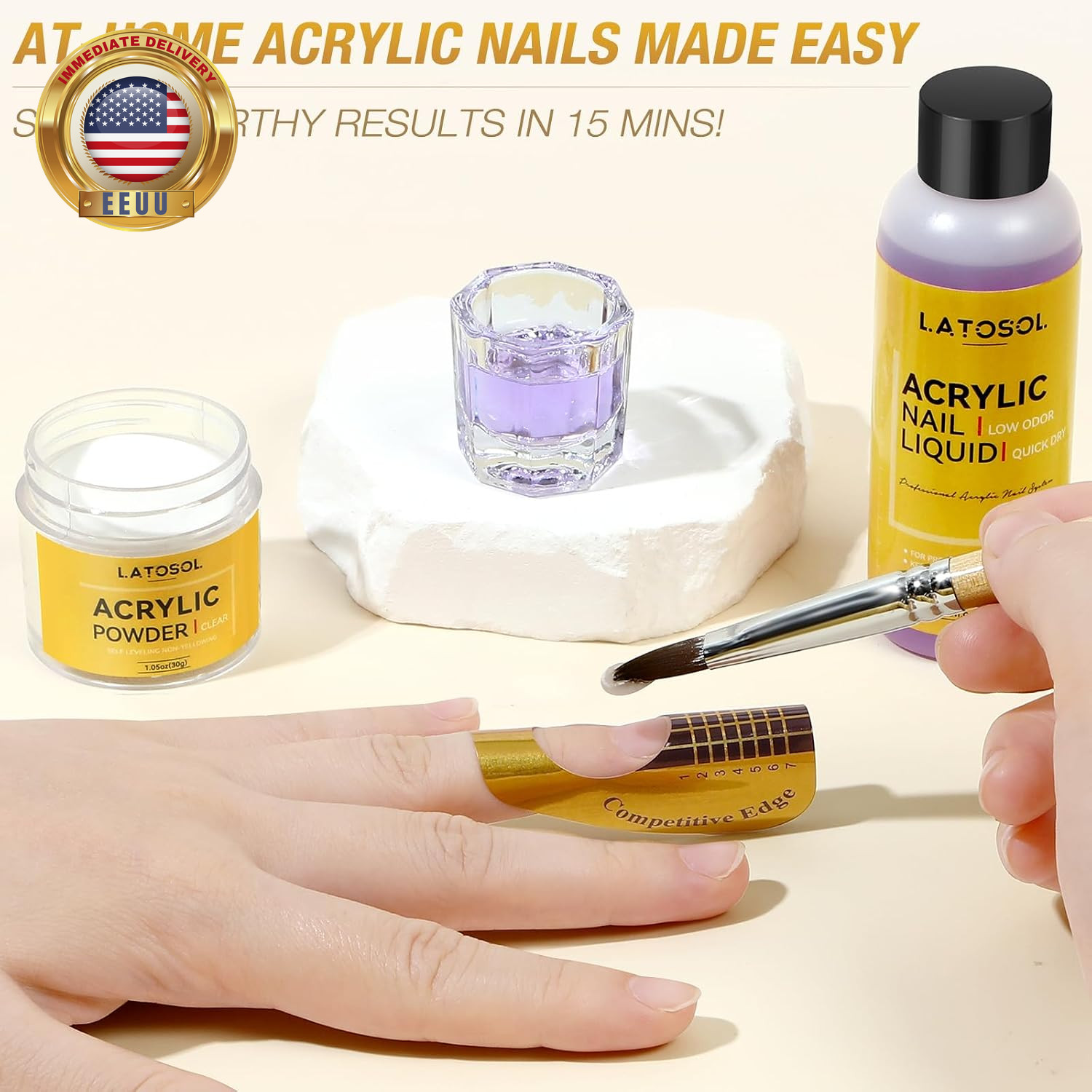 Clear Acrylic Nail Kit – Quick Dry Long Lasting Acrylic Powder & Liquid Set with