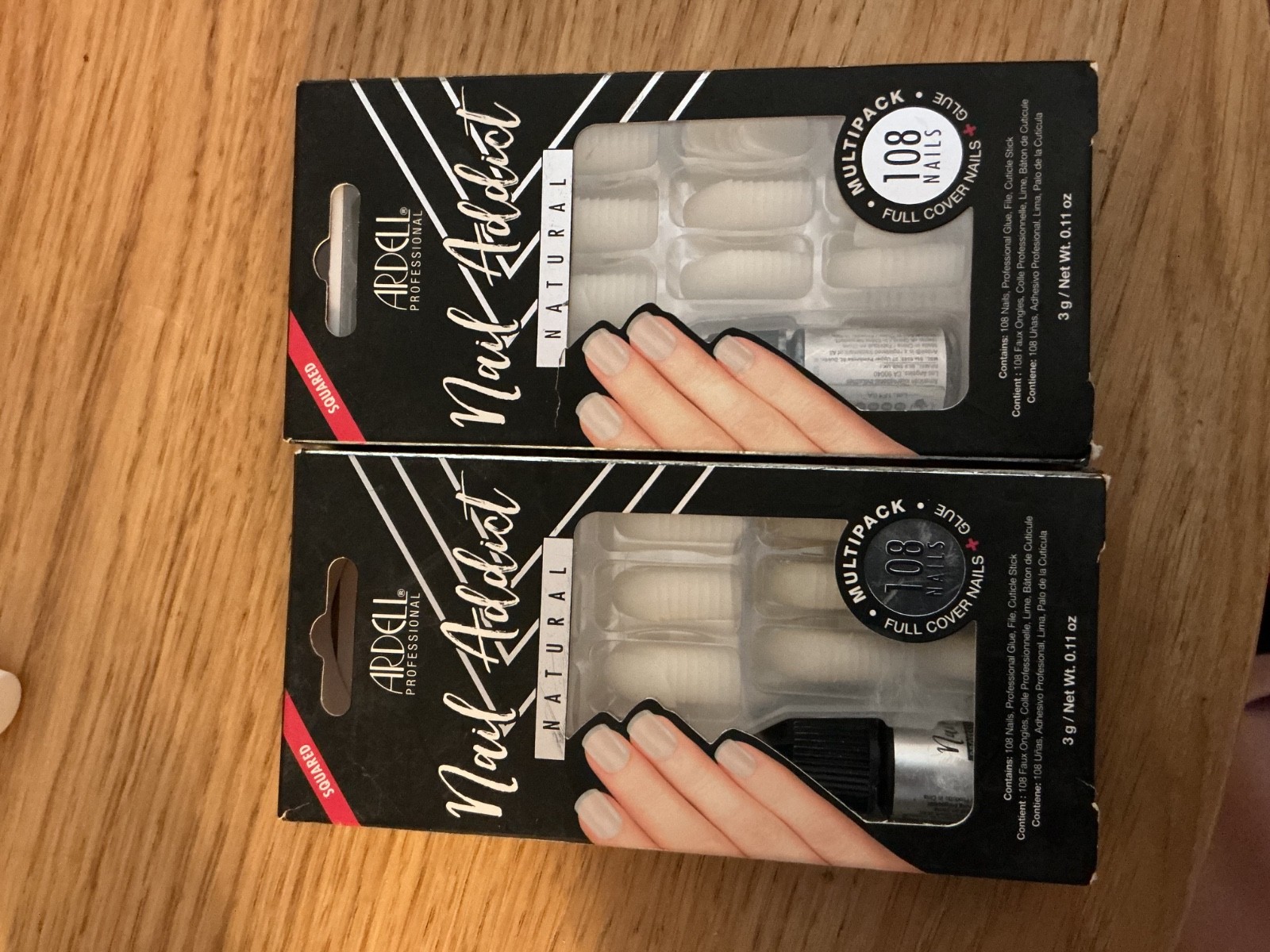 Ardell nail addict natural multipack- 108 full cover squared nails – 2 packages