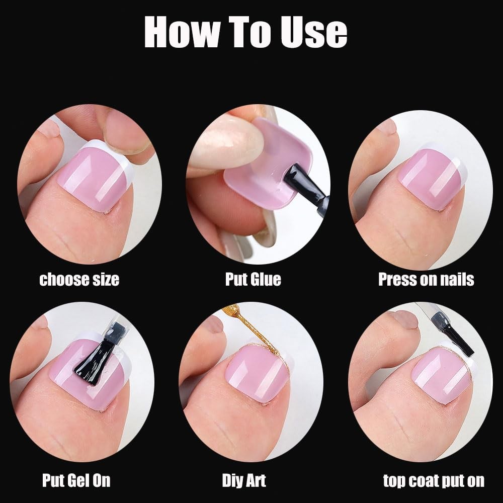 Toe Nail Tips,French Press On Toenails For Women,120Pcs Press On Nails,Square…