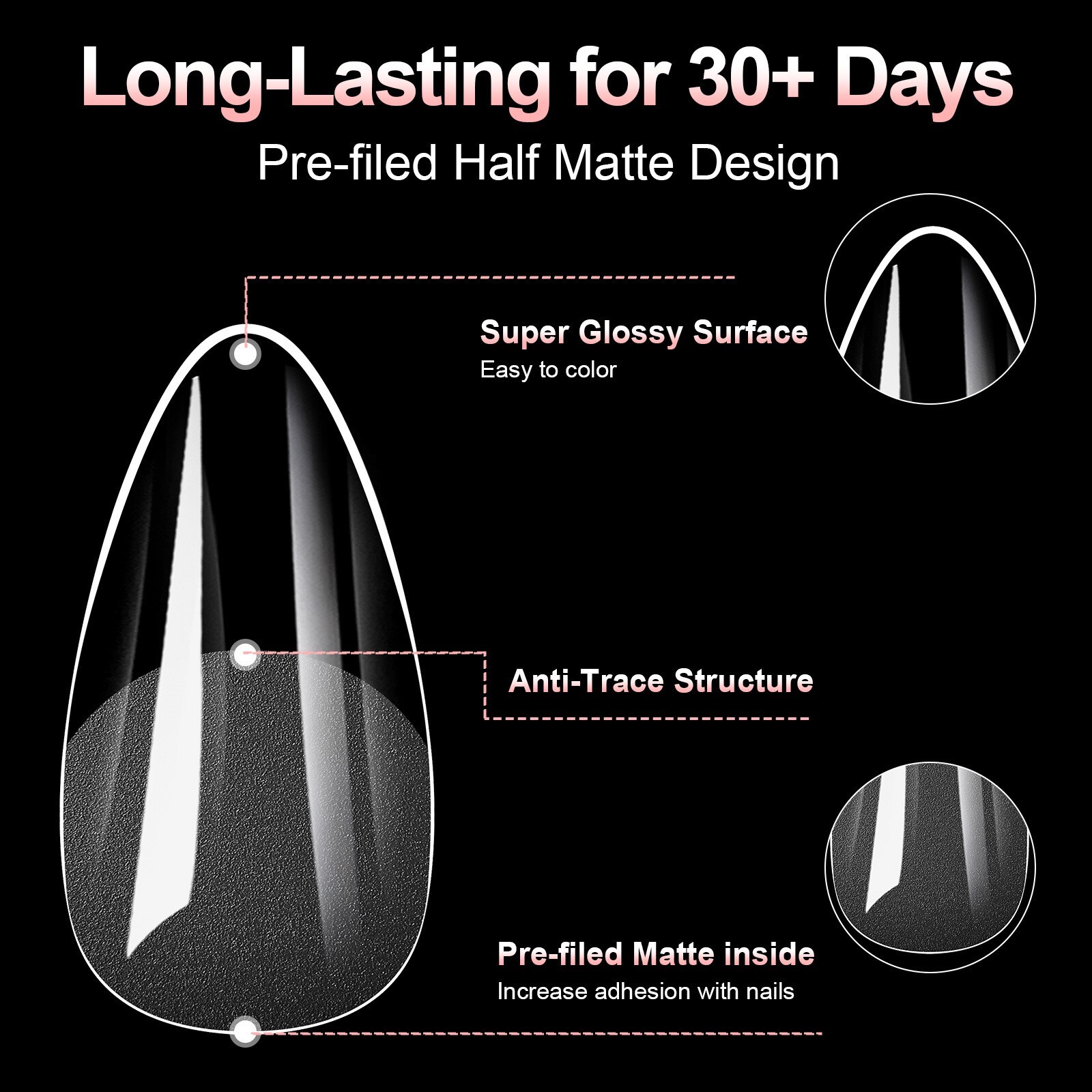100pcs False Nail Tips Stiletto Almond Coffin Fake Nails Acrylic Half Full Cover