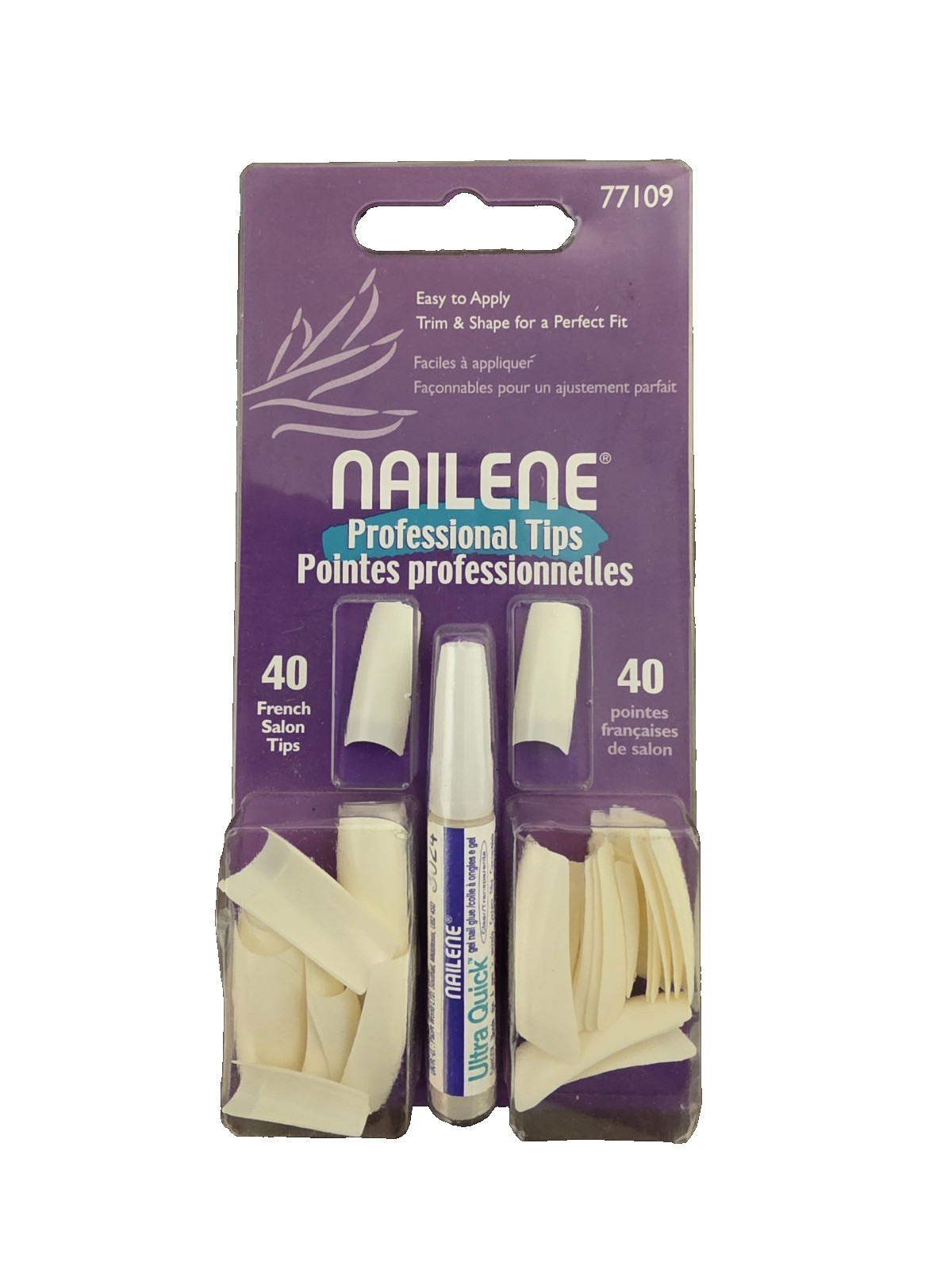 LOT of 3 NEW 40 Each NAILENE Professional French Salon Tips w/ Glue 77109